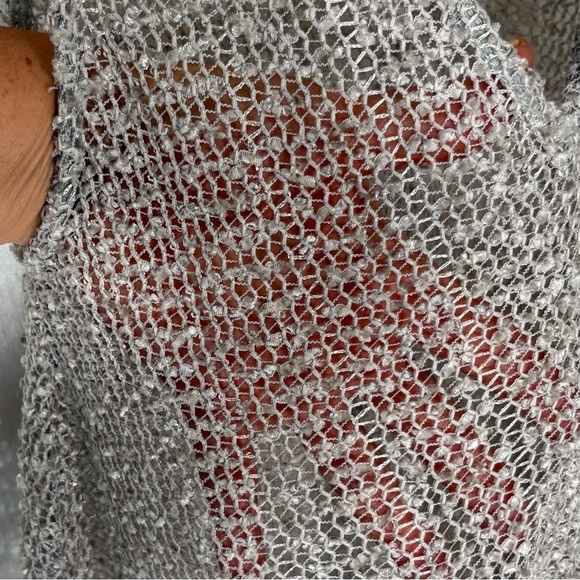 Adorn Women Boho Tank Dress Tunic Top Open Knit Sequins Sheer Light Gray sz L/XL - Picture 11 of 14